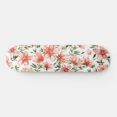 赤い水彩画の花 スケートボード (横)