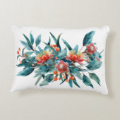 赤い水彩花緑オーストラリア花 アクセントクッション (裏面)