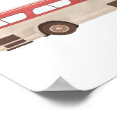 赤い水彩 ヴィンテージ バス ポスター (角)