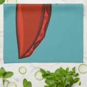 赤い水泳のCuttlefish キッチンタオル (折り畳み)