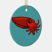 赤い水泳のCuttlefish セラミックオーナメント (右)