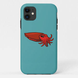 赤い水泳のCuttlefish iPhone 11 ケース