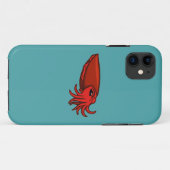赤い水泳のCuttlefish Case-Mate iPhoneケース (裏面(横))