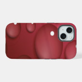 赤い水滴パターン iPhone 15ケース (裏面横)