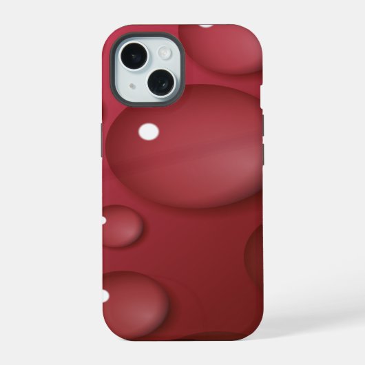 赤い水滴パターン iPhone 15ケース (裏面)