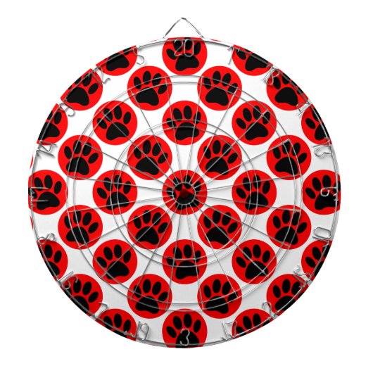 赤い水玉の黒い犬の足跡 ダーツボード (正面)