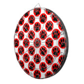 赤い水玉の黒い犬の足跡 ダーツボード (正面右)