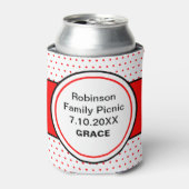 赤い水玉ファミリー ピクニック ネーム 缶クーラー (缶正面)