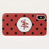 赤い水玉モノグラム Case-Mate iPhoneケース (裏面(横))