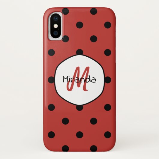 赤い水玉モノグラム Case-Mate iPhoneケース (裏面)