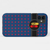 赤い水玉模様およびあなたのイニシャル Case-Mate iPhoneケース (裏面(横))