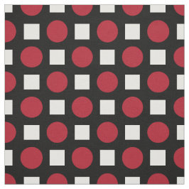 赤い水玉模様と白い四角 ファブリック