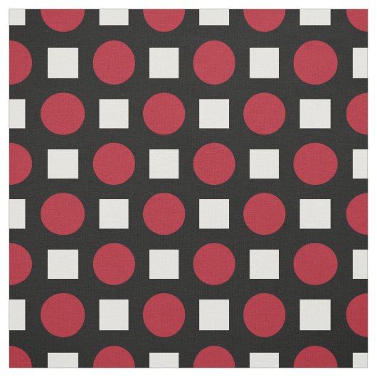 赤い水玉模様と白い四角 ファブリック (見本)