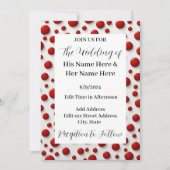 赤い水玉模様のスタイルの結婚式招待状をカスタマイズ 招待状 (正面)