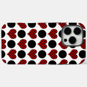 赤い水玉模様のハートと黒い円のパターン Case-Mate iPhoneケース (裏面 (横))