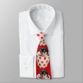 赤い水玉模様のマグのおもしろいでかわいいベビーのチワワ ネクタイ (タイ)