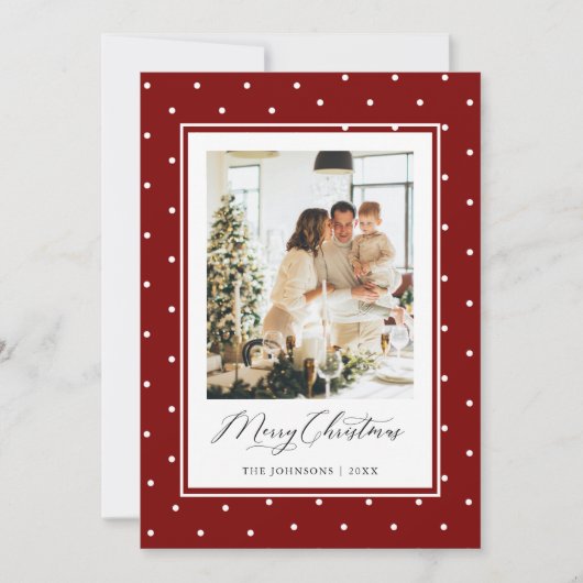 赤い水玉模様の写真 メリークリスマス シーズンカード (正面)