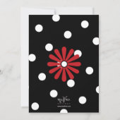 赤い水玉模様の招待状が付いているパーティーの帽子 招待状 (裏面)