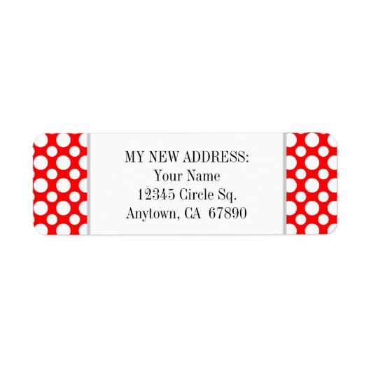 赤い水玉模様の白いカスタム新しい住所ラベル ラベル (正面)