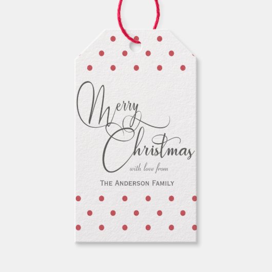 赤い水玉模様ギフトラベル ギフトタグ (正面)