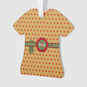 赤い水玉模様ゴールデンフィギュアのクリスマスを飾った オーナメント (正面)