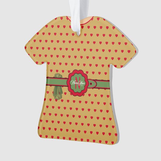 赤い水玉模様ゴールデンフィギュアのクリスマスを飾った オーナメント (正面)