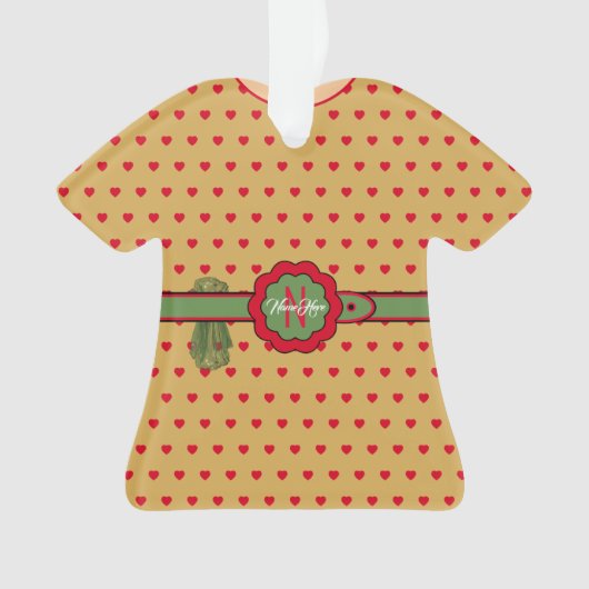 赤い水玉模様ゴールデンフィギュアのクリスマスを飾った オーナメント (正面)