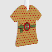 赤い水玉模様ゴールデンフィギュアのクリスマスを飾った オーナメント (正面)