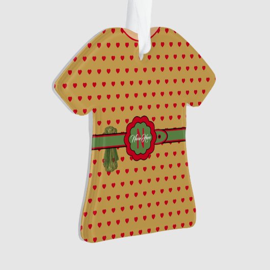 赤い水玉模様ゴールデンフィギュアのクリスマスを飾った オーナメント (正面)