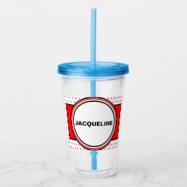 赤い水玉模様ファミリ懇親会名 アクリルタンブラー