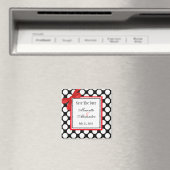 赤い水玉模様結婚式の日付を保存 マグネット (インサイチュ (食洗機))