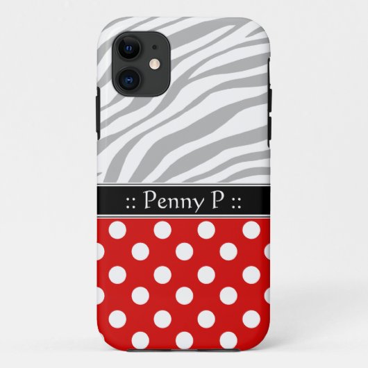 赤い水玉模様色あせたゼブラ印刷iPhone 5ケース Case-Mate iPhoneケース (裏面)
