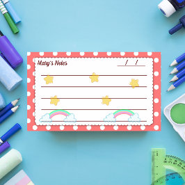 赤い水玉模様、かわいい星と虹10 x 6" ポストイット