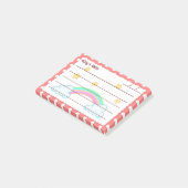 赤い水玉模様、かわいい星と虹4" x 3" ポストイット (アングル)