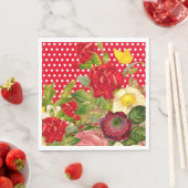 赤い水玉模様、フローラ、バットラーフライ スタンダードランチョンナプキン (インサイチュ)