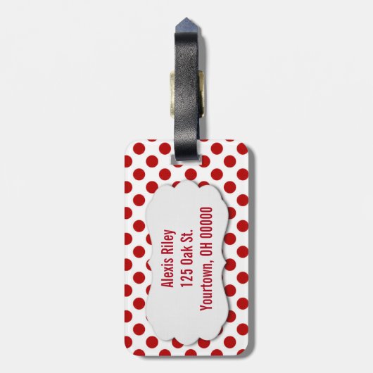 赤い水玉模様 ラゲッジタグ (裏面縦)