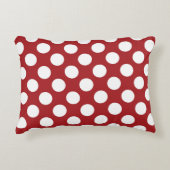赤い水玉模様、水玉模様パターン、ドット点々のある、 アクセントクッション (正面)