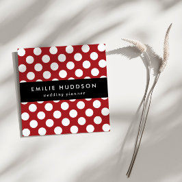 赤い水玉模様、水玉模様パターン、ドット点々のある、 スクエア名刺