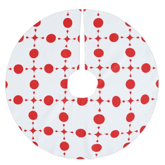 赤い水玉模様、水玉模様パターン、ドット点々のある、 ブラッシュドポリエステルツリースカート (正面)