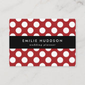 赤い水玉模様、水玉模様パターン、ドット点々のある、 名刺 (正面)