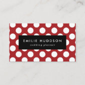 赤い水玉模様、水玉模様パターン、ドット点々のある、 名刺 (正面)