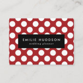 赤い水玉模様、水玉模様パターン、ドット点々のある、 名刺 (正面)
