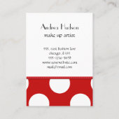 赤い水玉模様、水玉模様パターン、ドット点々のある、 名刺 (裏面)