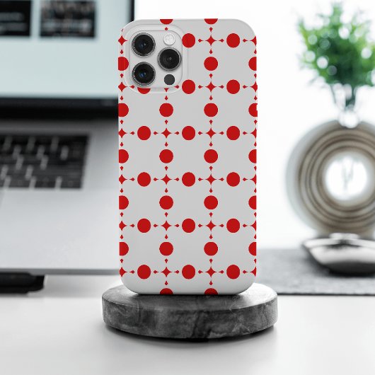 赤い水玉模様、水玉模様パターン、ドット点々のある、 iPhoneケース