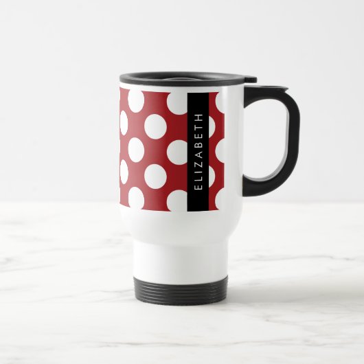 赤い水玉模様、水玉模様パターン、名前 トラベルマグ (右)