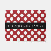 赤い水玉模様、水玉模様パターン、名前 ドアマット (正面)
