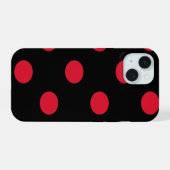 赤い水玉模様 iPhone 15ケース (裏面横)