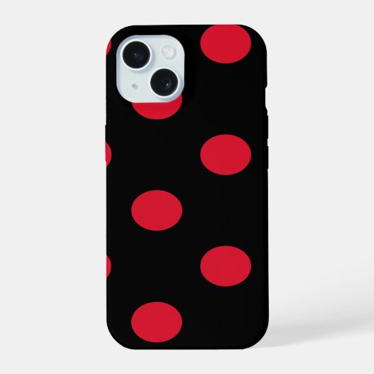赤い水玉模様 iPhone 15ケース (裏面)