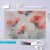 赤い水色のケシ 薄葉紙 (クラフト)