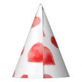 赤い水色のハートパターンバレンタインデー パーティーハット (裏面)